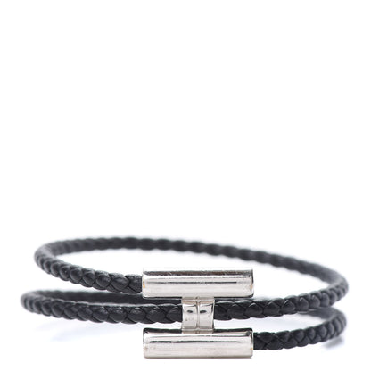 Hermes Swift Double Wrap Cord Tournis Tresse Bracelet T5 Black 1 of 5