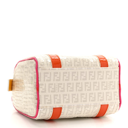 Fendi Sequin Patent Calfskin Zucchino Mini Forever Boston White Multicolor 4 of 11