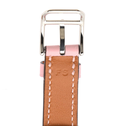 Hermes Swift Heure H Hour Watch PM Double Tour Strap Rose Sakura 4 of 5