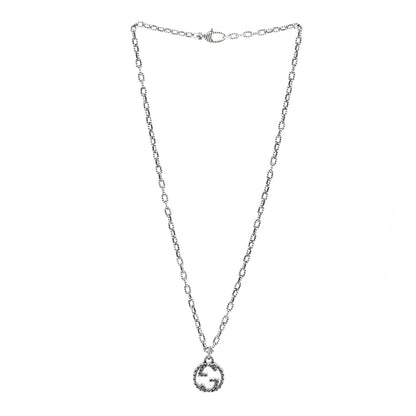 Gucci Sterling Silver Small Textured Interlocking G Pendant Necklace 3 of 4