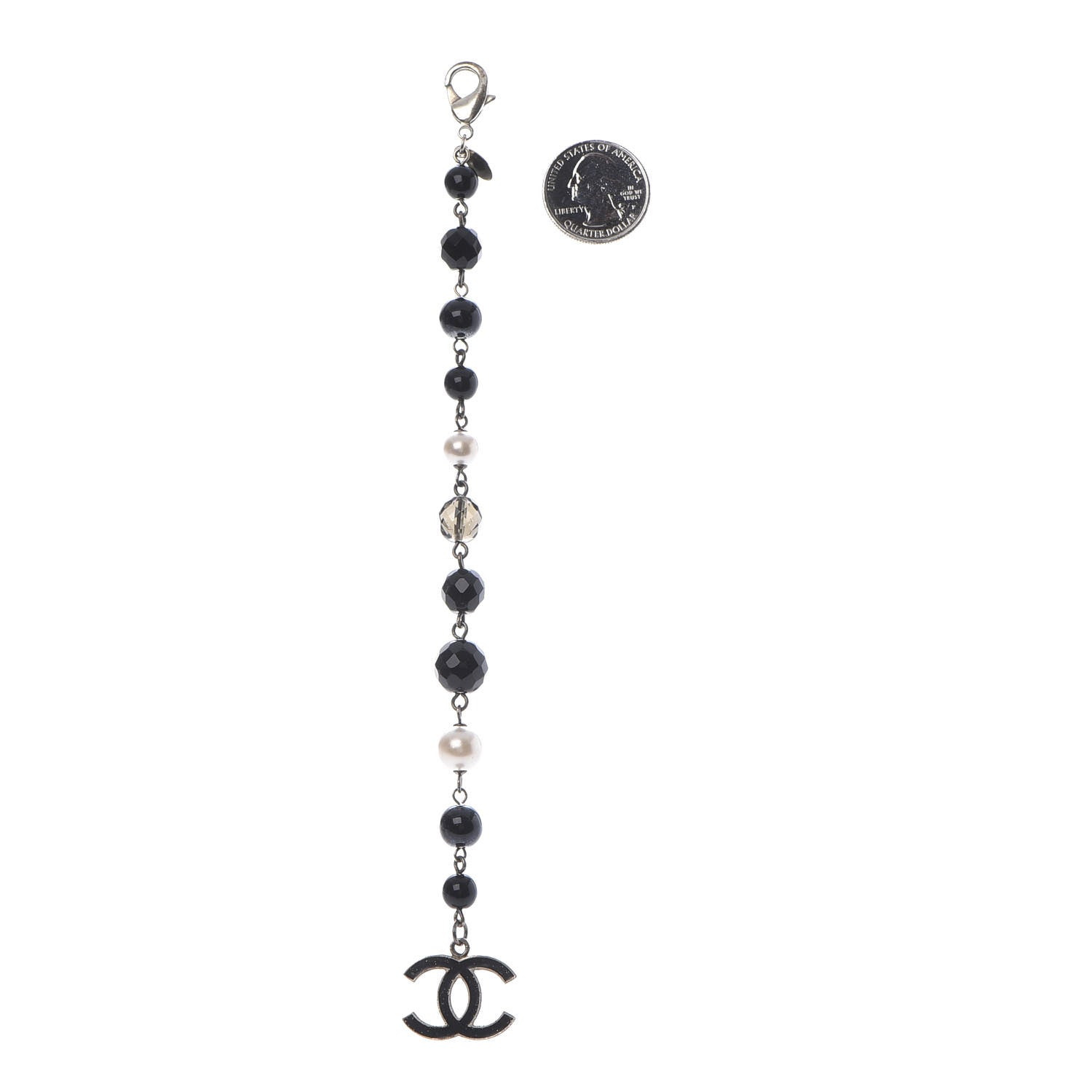 Chanel Enamel Crystal Pearl Beaded CC Bracelet Silver 2 of 5