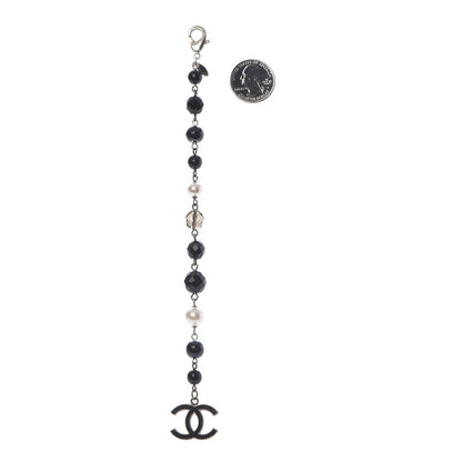 Chanel Enamel Crystal Pearl Beaded CC Bracelet Silver 2 of 5