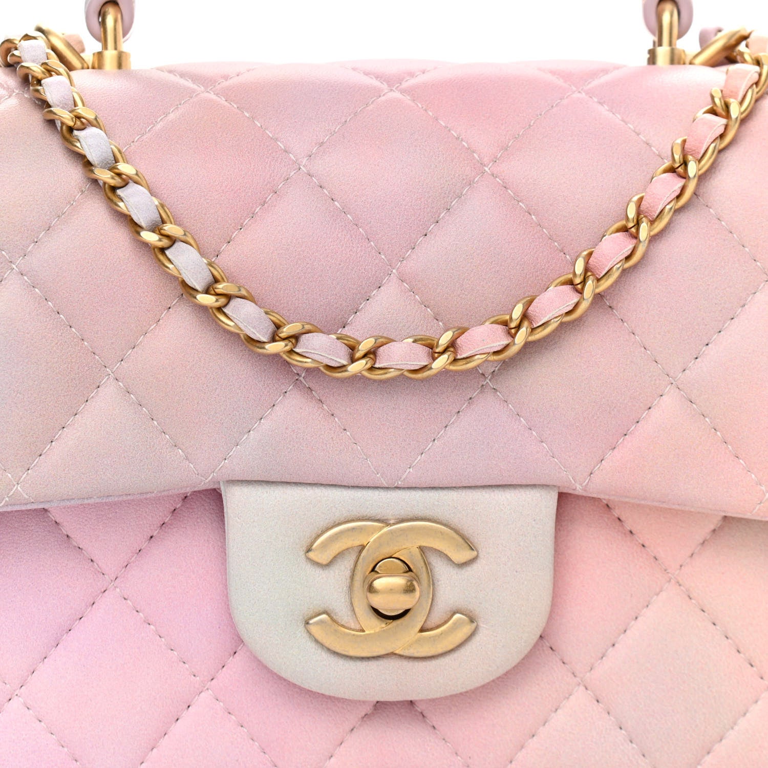 Chanel Lambskin Quilted Ombre Mini Top Handle Rectangular Flap Pink Multicolor 8 of 10