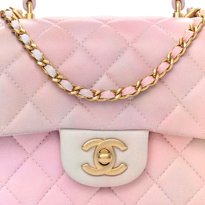 Chanel Lambskin Quilted Ombre Mini Top Handle Rectangular Flap Pink Multicolor 8 of 10