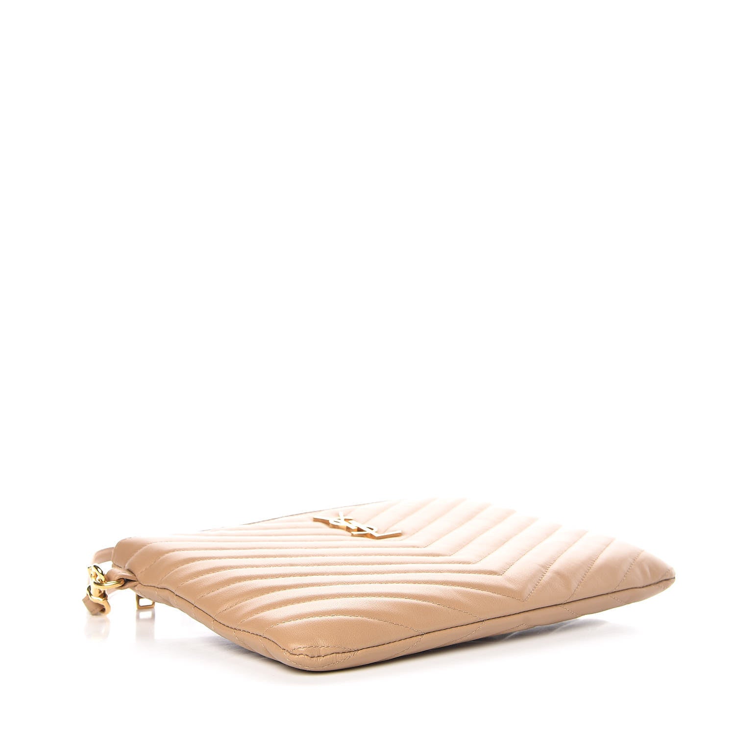 Saint Laurent Calfskin Matelasse Chevron Monogram A5 Wristlet Nude 4 of 8