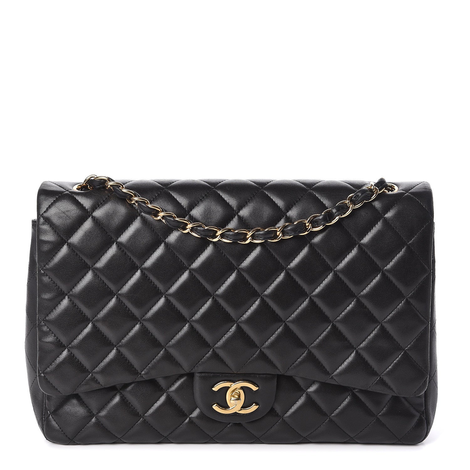 Chanel Lambskin Quilted Maxi Double Flap Black 1 of 17