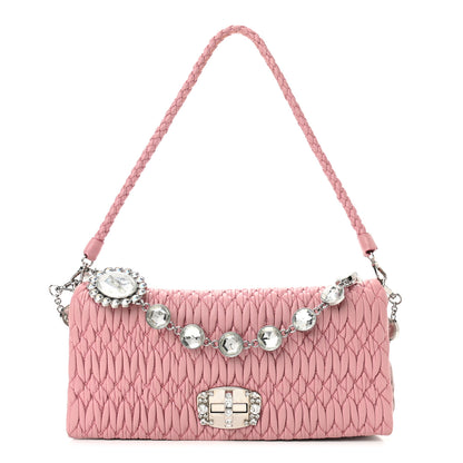 Miu Miu Nappa Matelasse Crystal Flap Clutch Pink 1 of 13