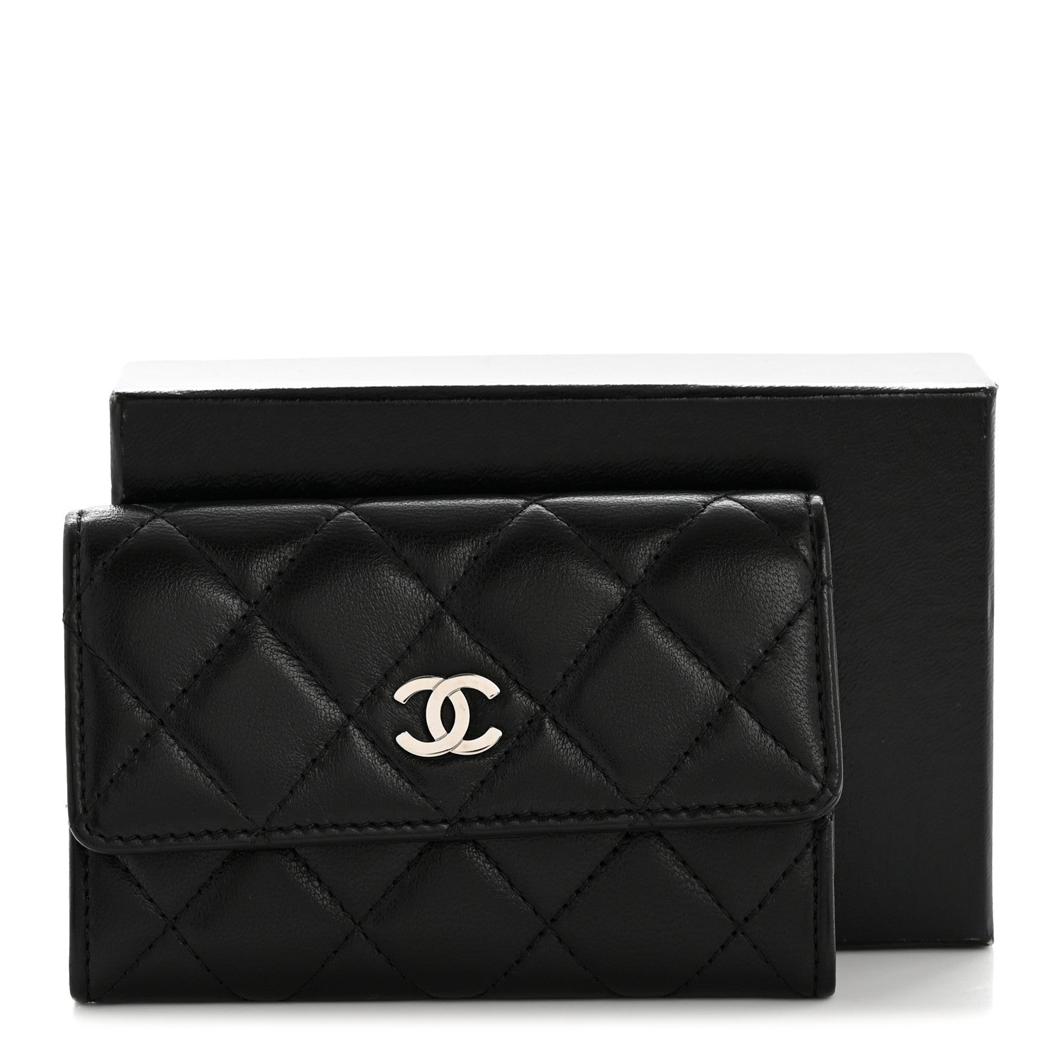 Chanel Lambskin Quilted Flap Card Holder Black 10 of 10