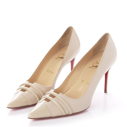 Christian Louboutin Patent Shiny Nappa Front Double 85 Pumps 37 Beige 3 of 8