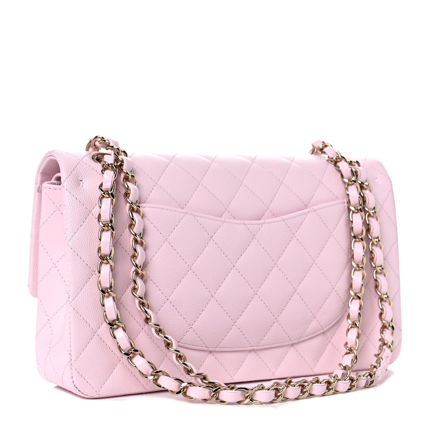 Caviar Quilted Medium Double Flap Light Pink