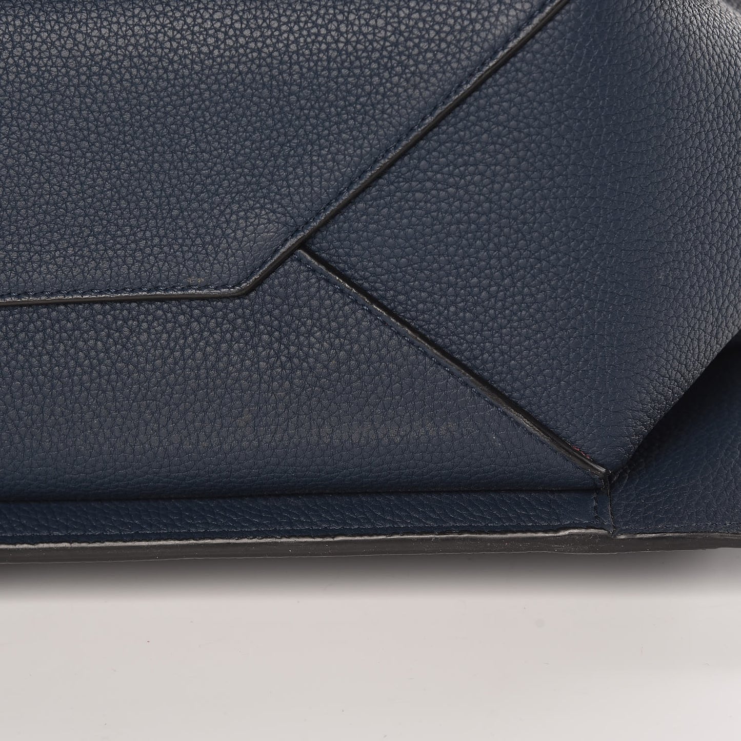Baby Grained Calfskin Medium Tri-Fold Bag Steel Blue