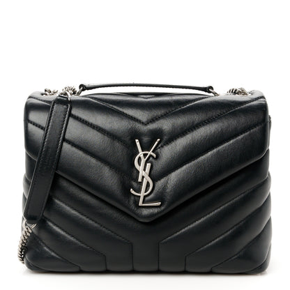 Saint Laurent Calfskin Y Quilted Monogram Small Loulou Chain Satchel Black 1 of 13