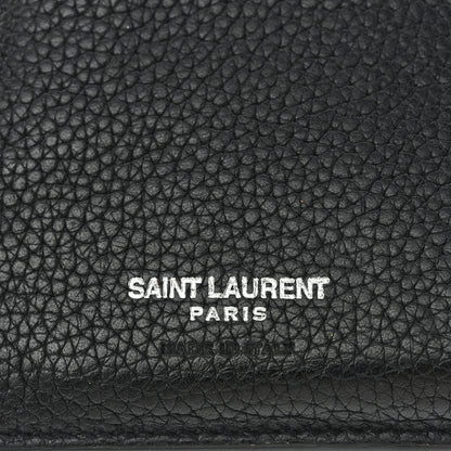 Saint Laurent Grained Calfskin 5 Fragments Zip Pouch Card Holder Black 6 of 10