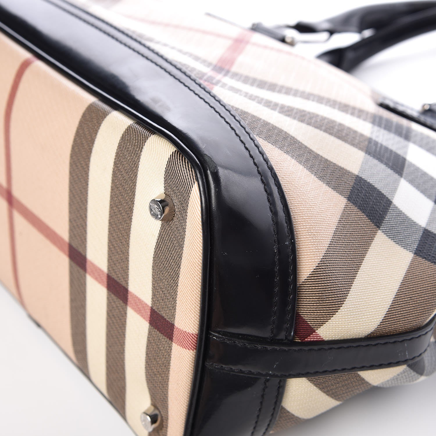 Burberry Patent Supernova Check Tote Black 9 of 11