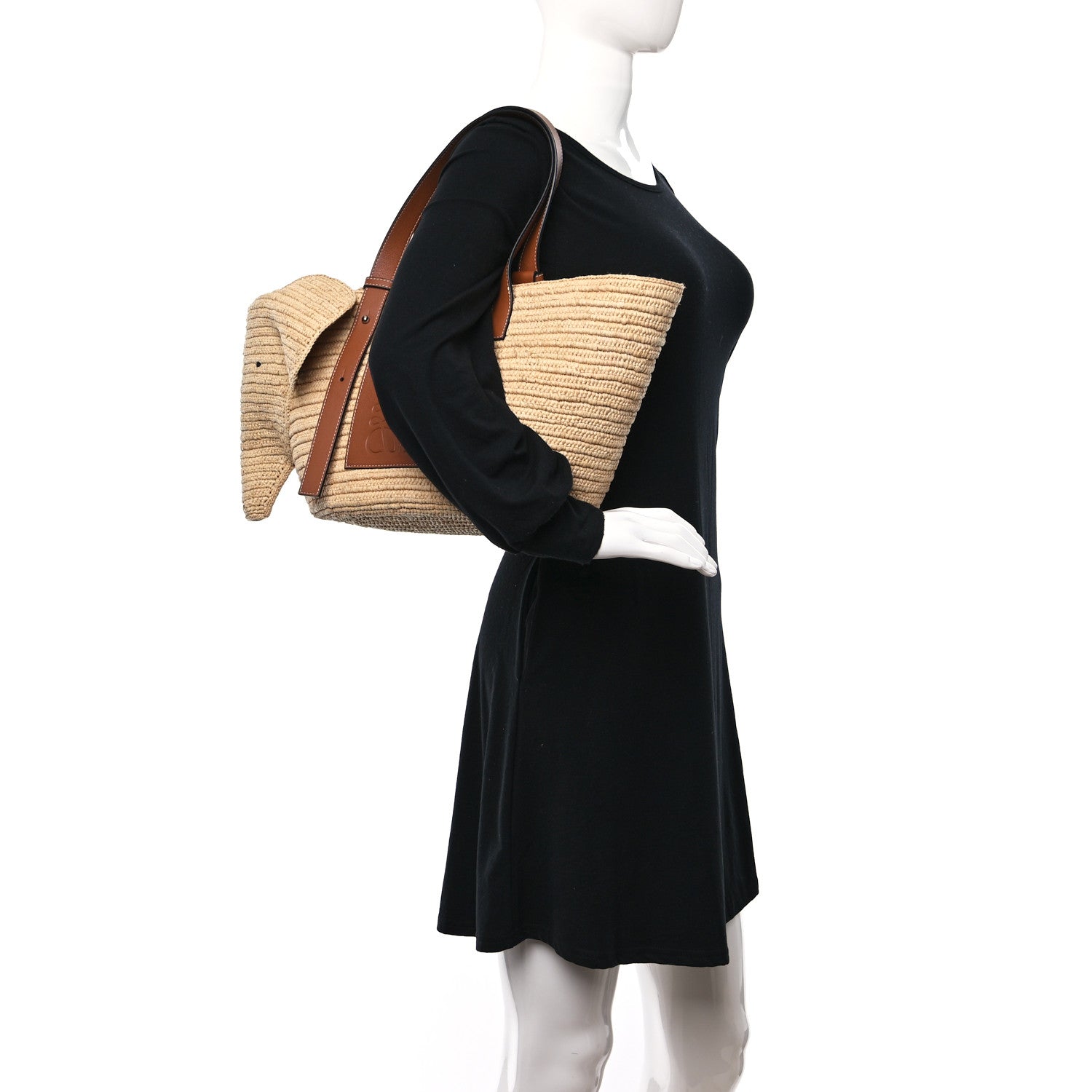 Loewe Raffia Small Elephant Basket Tote Bag Natural Tan 3 of 8