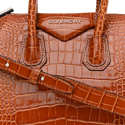 Givenchy Calfskin Crocodile Embossed Mini Antigona Chestnut 8 of 10