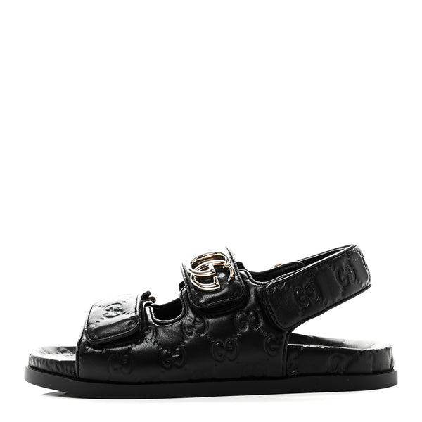 Gucci Guccissima GG Embossed Womens Sandals 35 Black 1880660