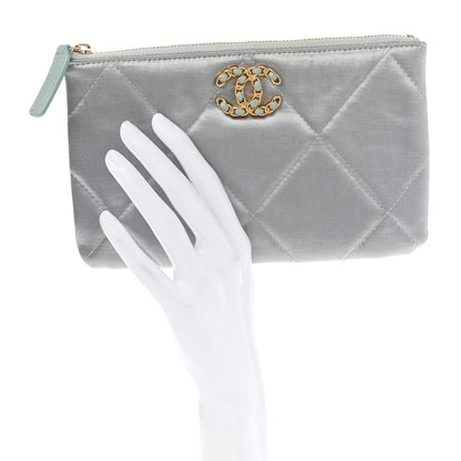 Chanel Satin Quilted Small Chanel 19 Pouch Gray 2 of 8