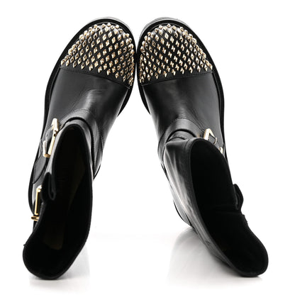 Jimmy Choo Calfskin Studded Biker II Boots 36.5 Black 2 of 10