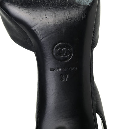 Chanel Lambskin Grosgrain CC Slingback Pumps 37 Black 6 of 8