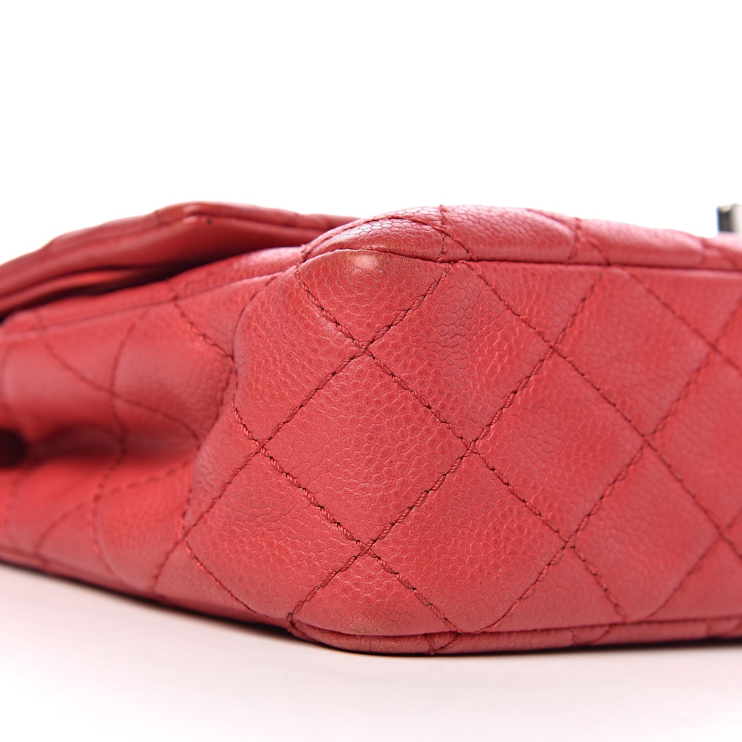 Chanel Washed Caviar Quilted Medium Double Flap Red 6 of 14