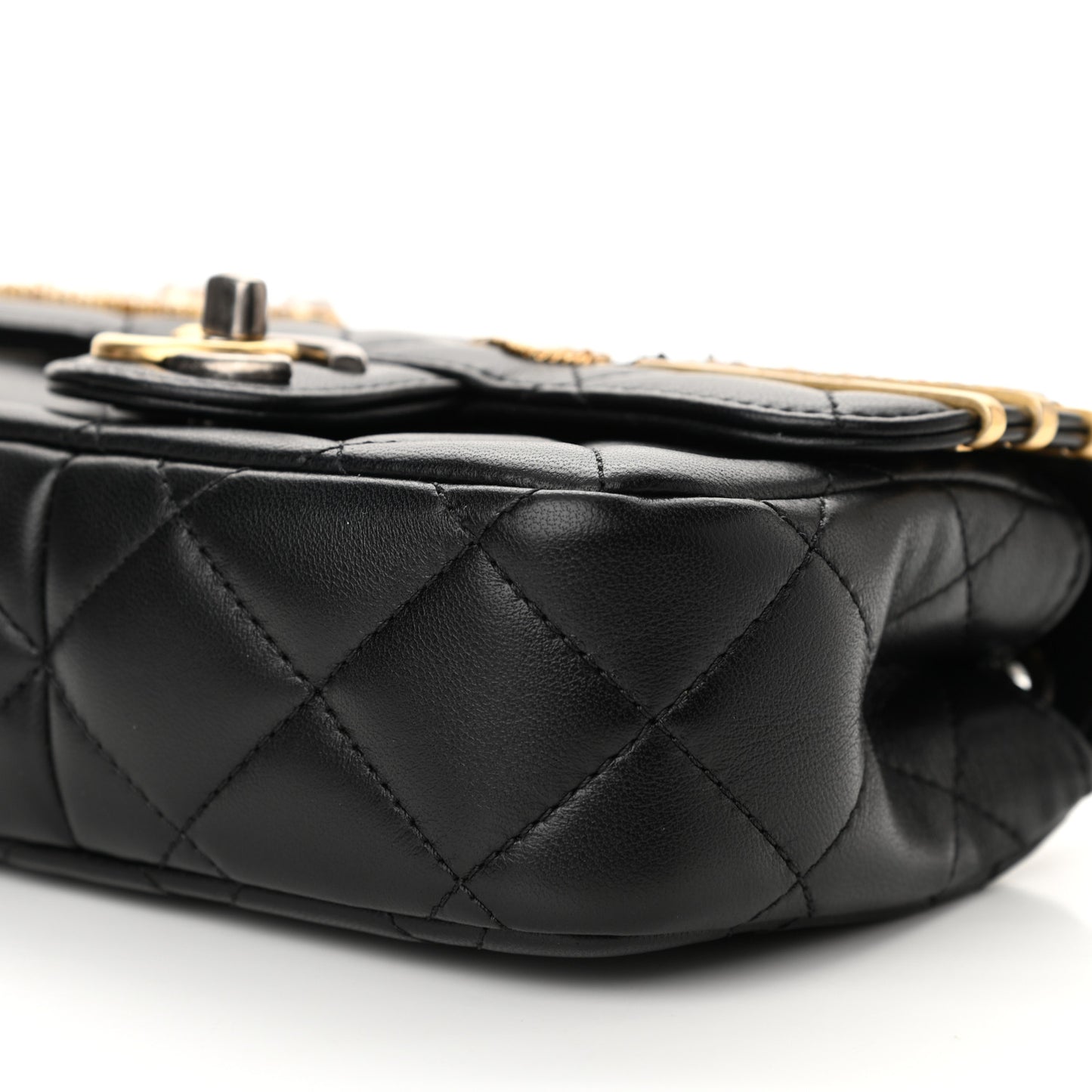 Lambskin Quilted Mini Coco Clips Single Flap Black