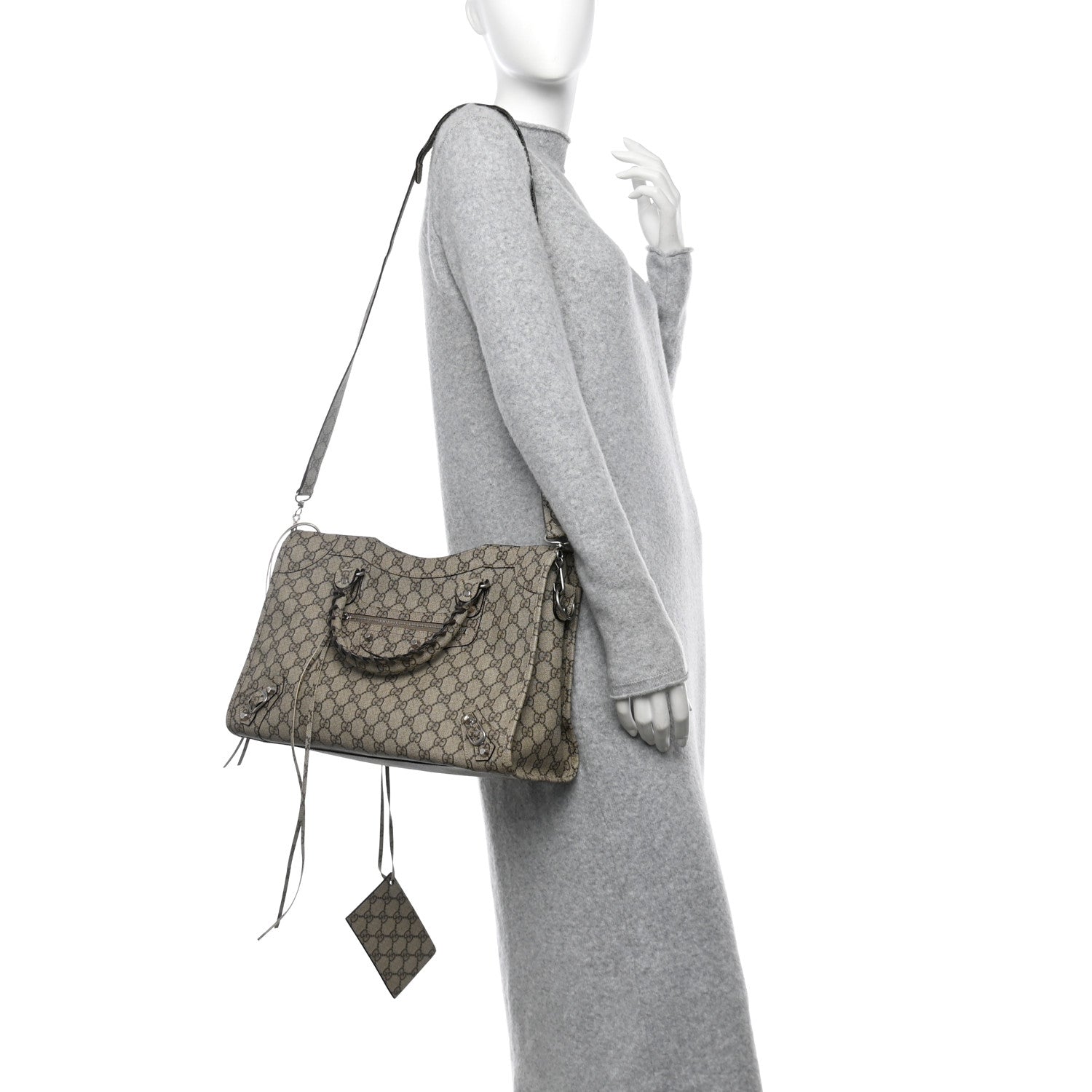 Balenciaga X GUCCI GG Supreme Monogram Neo Classic Silver Hardware City Beige Ebony 2 of 12