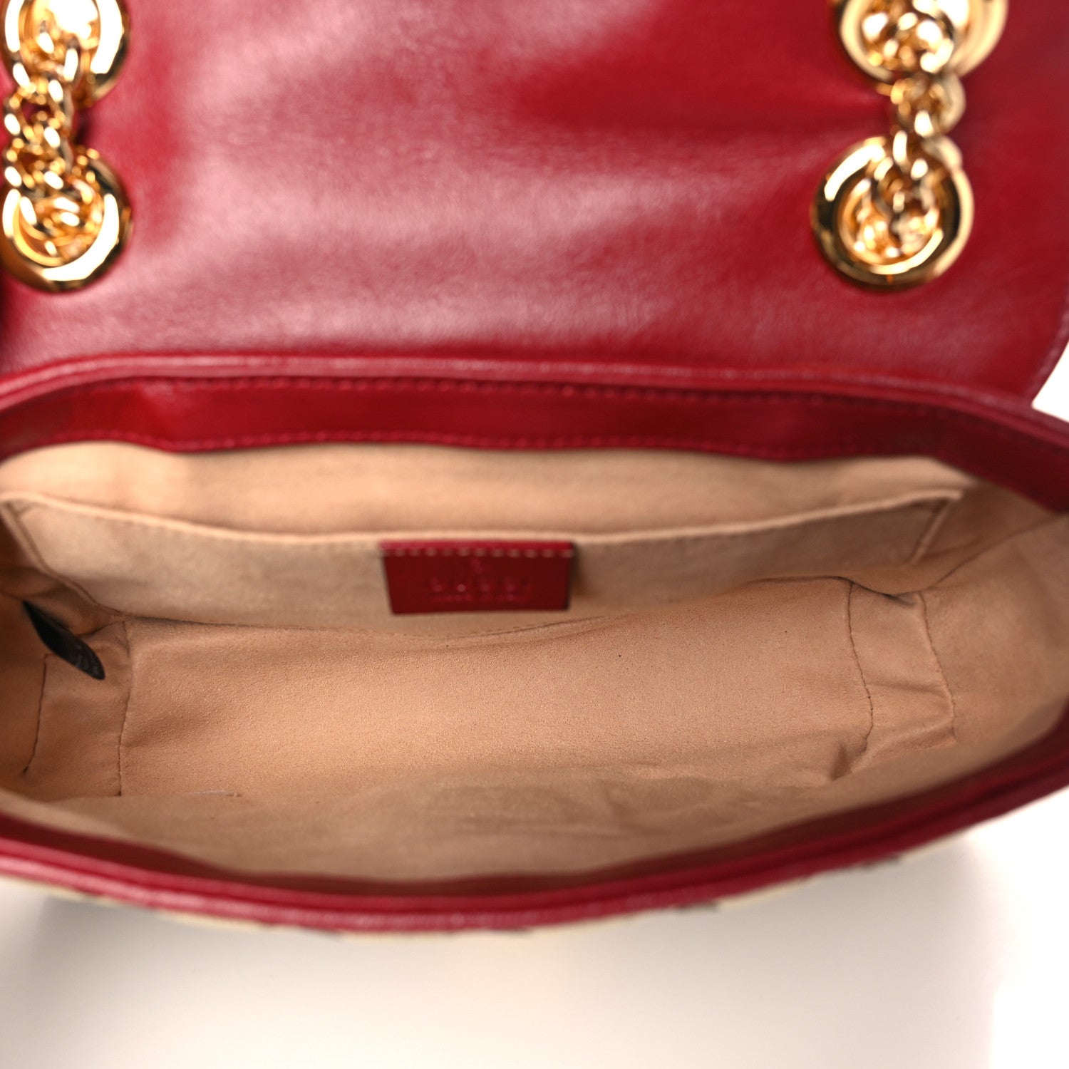 Gucci Monogram Azalea Calfskin Matelasse Diagonal Mini GG Marmont Shoulder Bag Beige Ebony New Cherry Red 5 of 9