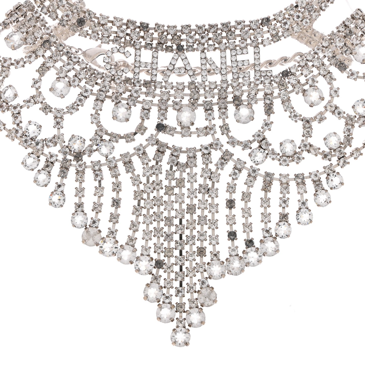 Crystal Logo Choker Necklace Silver