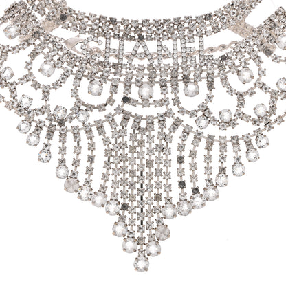 Chanel Crystal Logo Choker Necklace Silver 1 of 6