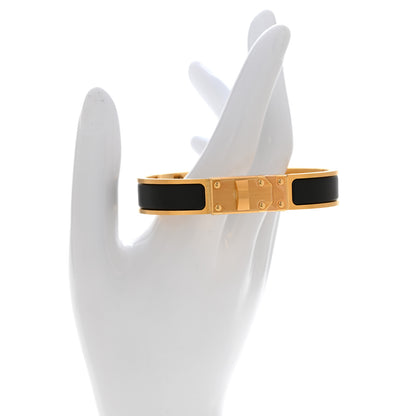 Hermes Enamel Clic Kelly Men Bracelet T5 Matte Black 2 of 5