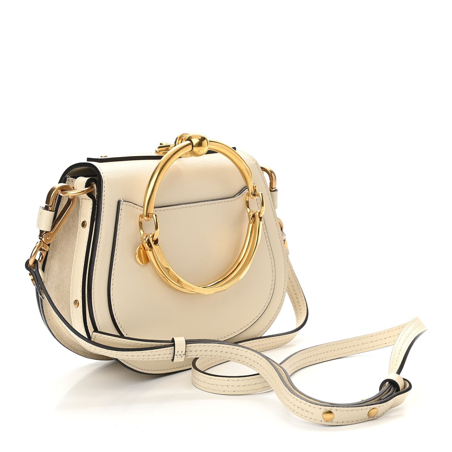 Calfskin Suede Small Nile Bracelet Bag Off White