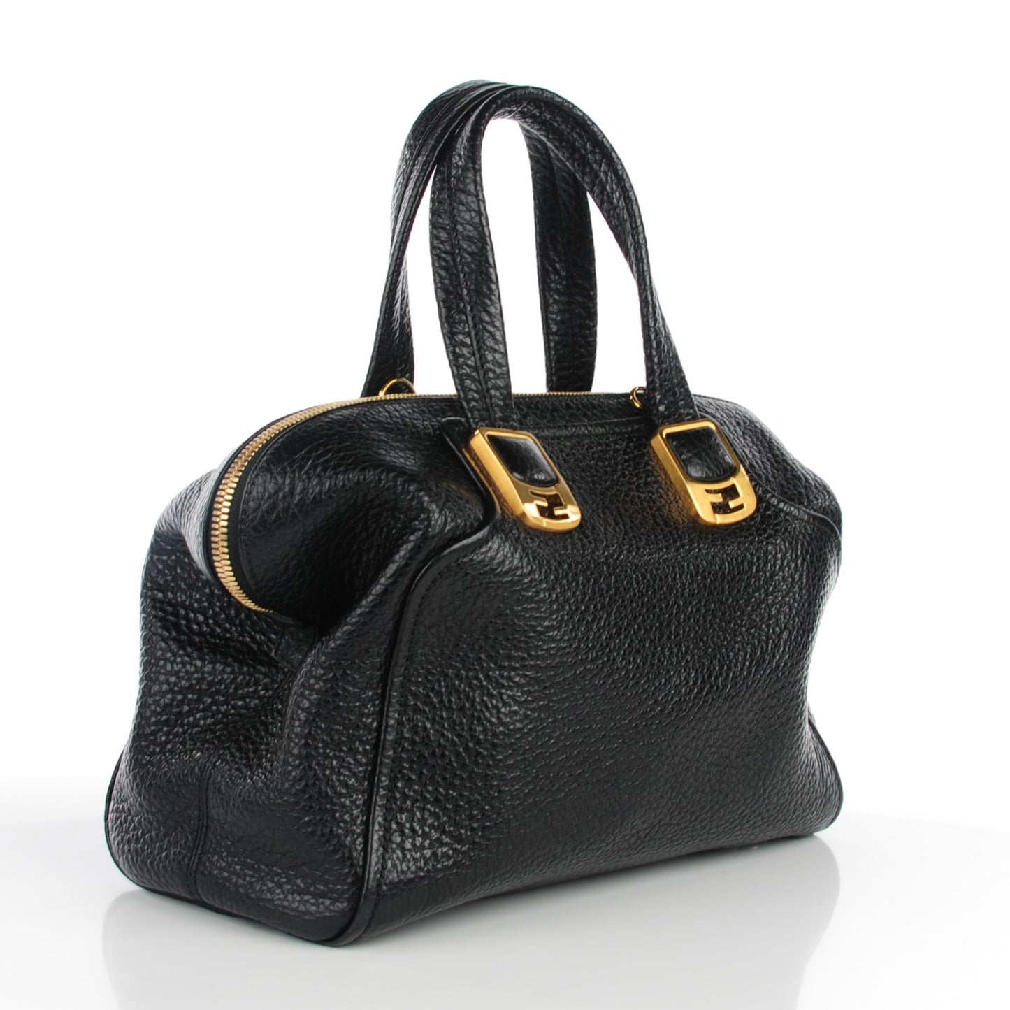 Pebbled Calfskin Small Chameleon Tote Black
