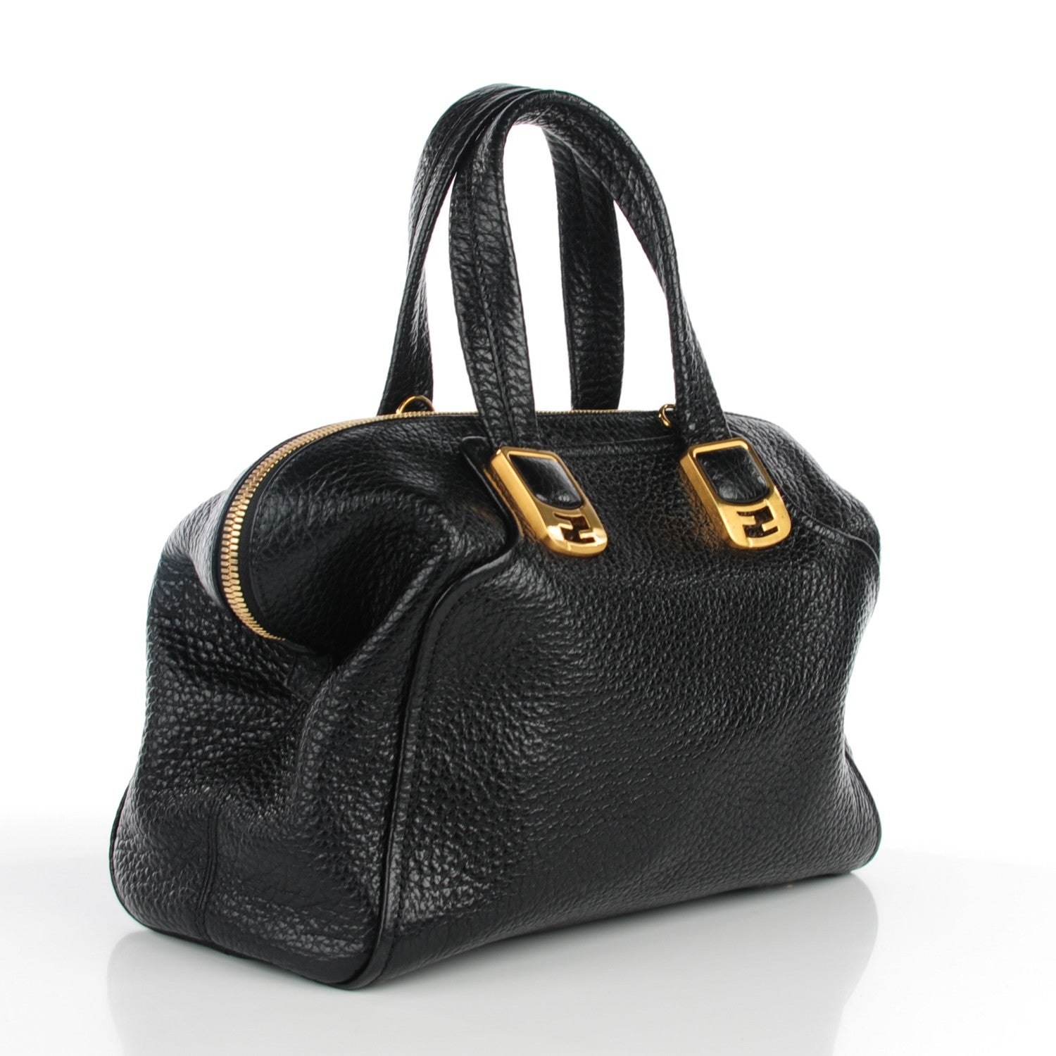 Fendi Pebbled Calfskin Small Chameleon Tote Black 3 of 7