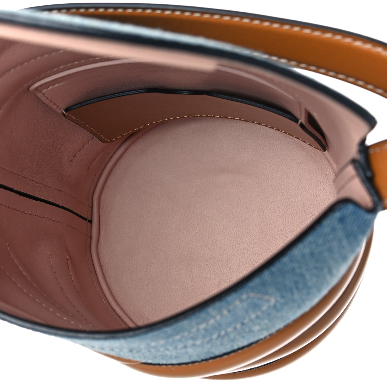 Alexander McQueen Denim The Curve Small Shoulder Bag Light Blue Tan 5 of 10