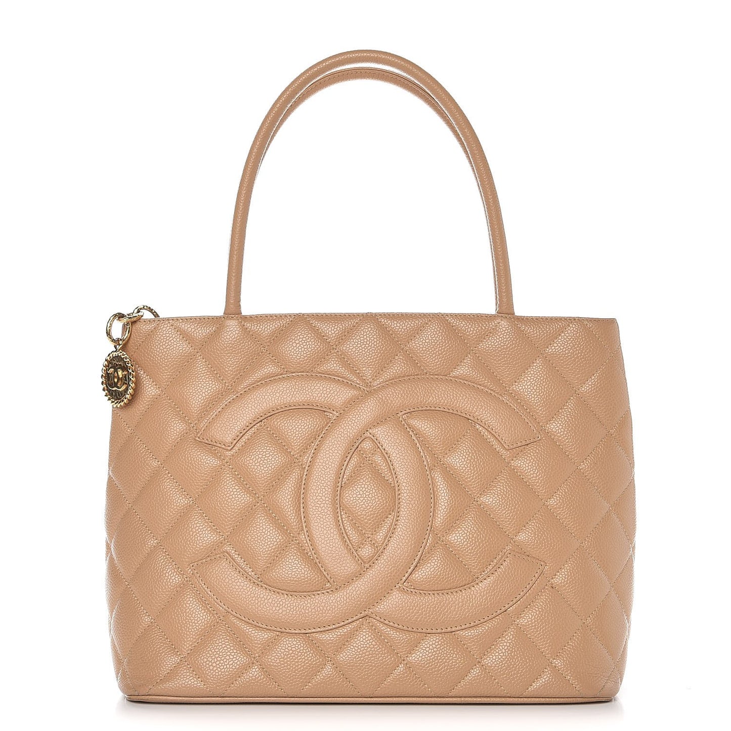 Caviar Quilted Medallion Tote Beige