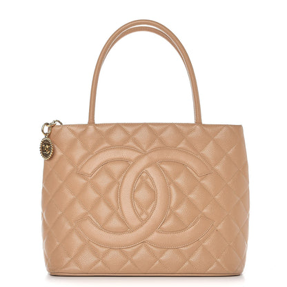 Chanel Caviar Quilted Medallion Tote Beige 1 of 14