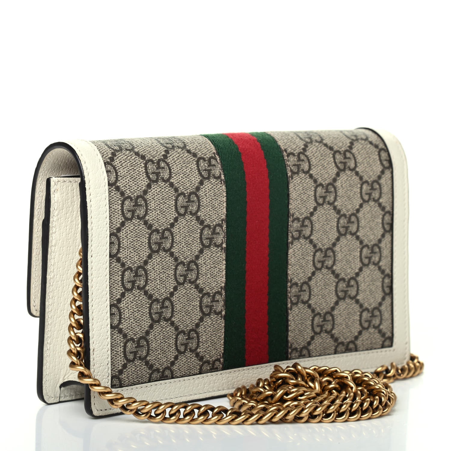 Gucci GG Supreme Monogram Web Queen Margaret Chain Wallet White 2 of 4