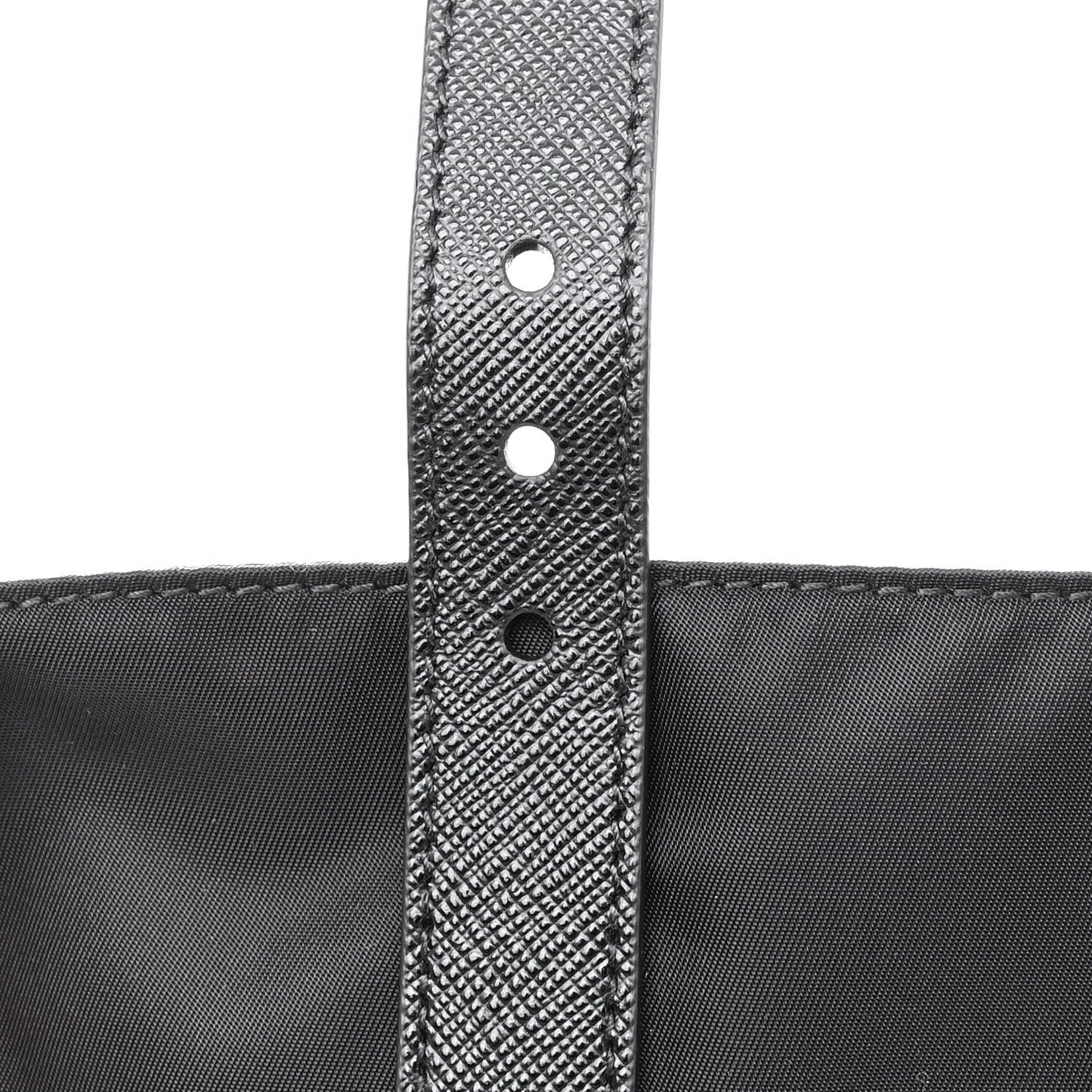 Re-Nylon Vela Saffiano Pocket Double Buckle Messenger Shoulder Bag Black