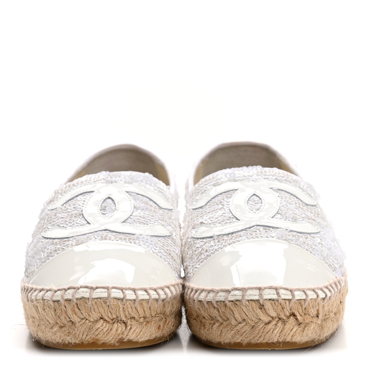 Chanel Patent Sequin CC Espadrilles 36 White 3 of 11