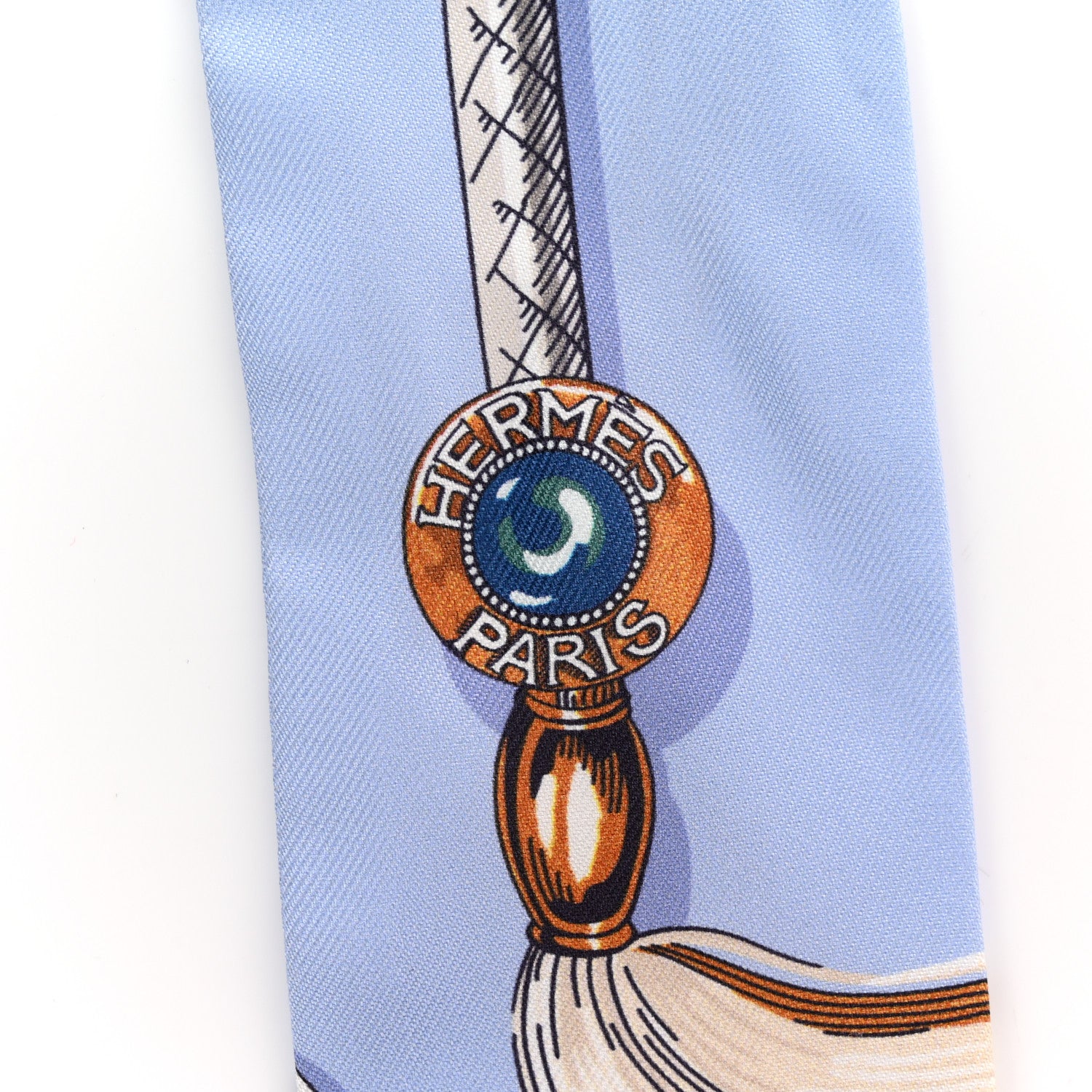 Hermes Silk Cavalcades Twilly Bleu Ciel Creme Vert 2 of 5