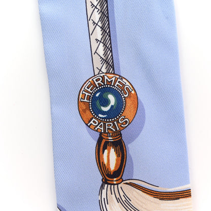 Hermes Silk Cavalcades Twilly Bleu Ciel Creme Vert 2 of 5