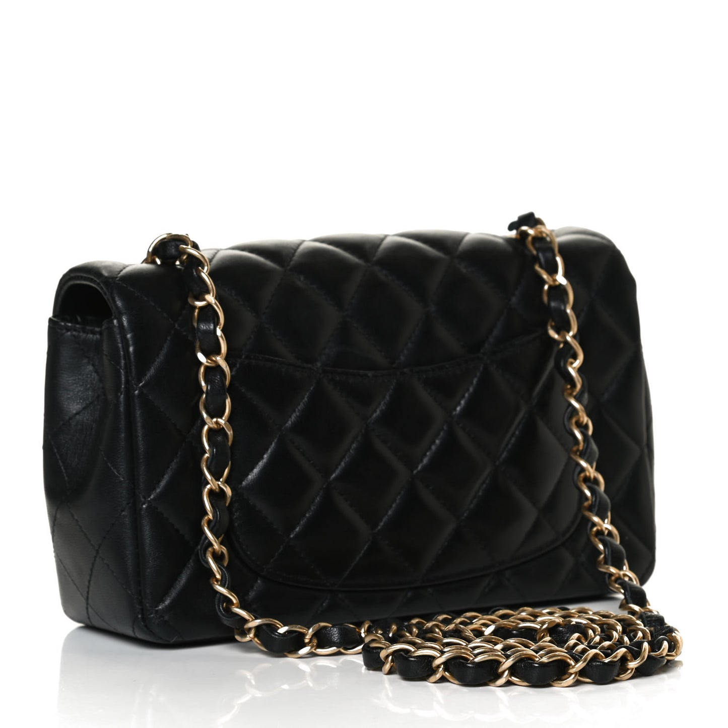 Lambskin Quilted Mini Rectangular Flap Black
