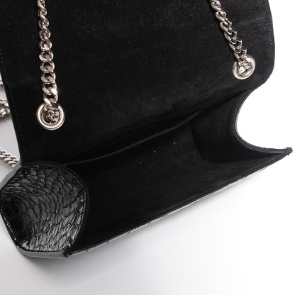 Saint Laurent Calfskin Crocodile Embossed Small Classic Monogram Kate Tassel Satchel Black 5 of 8