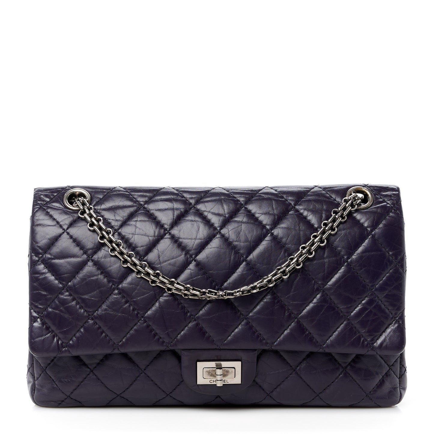 Aged Calfskin Quilted 2.55 Reissue 226 Flap Dark Purple