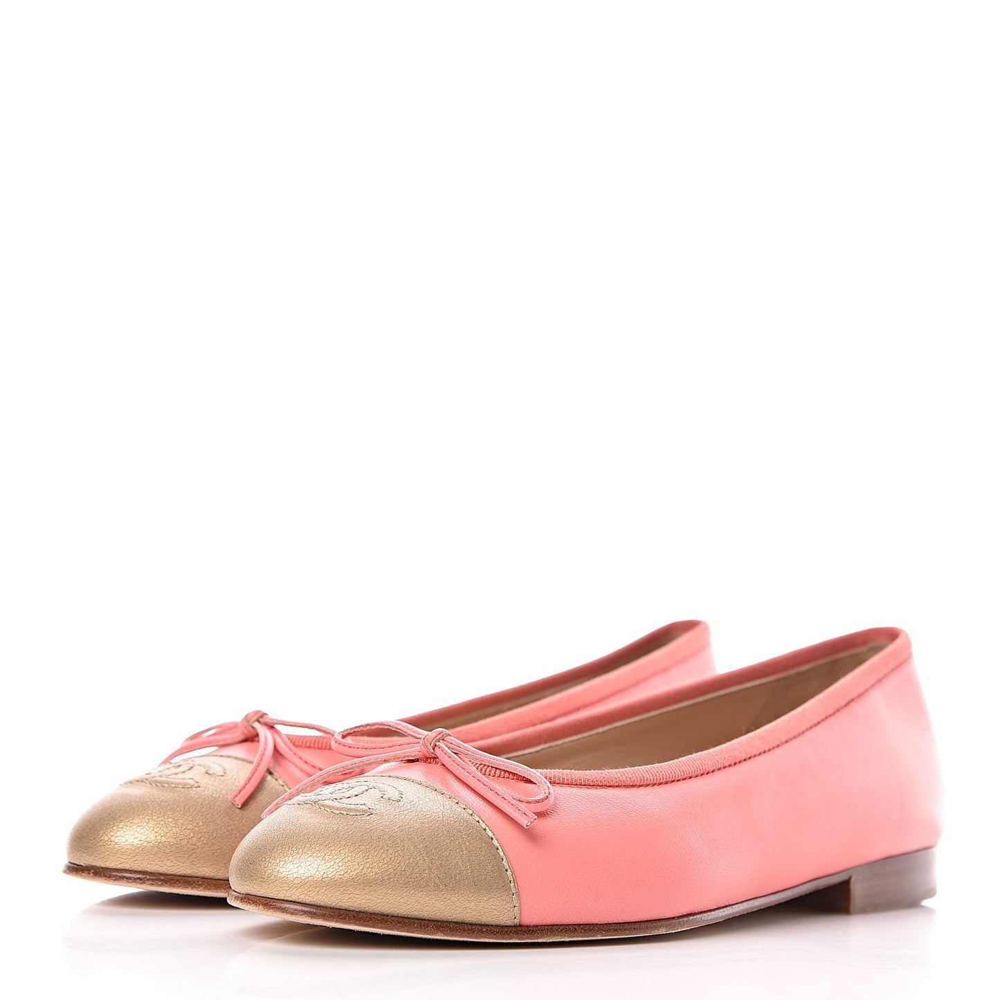 Calfskin Cap Toe Ballerina Flats 36 Pink