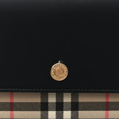 Burberry Calfskin Vintage Check Hannah Wallet with Detachable Strap Black 7 of 9