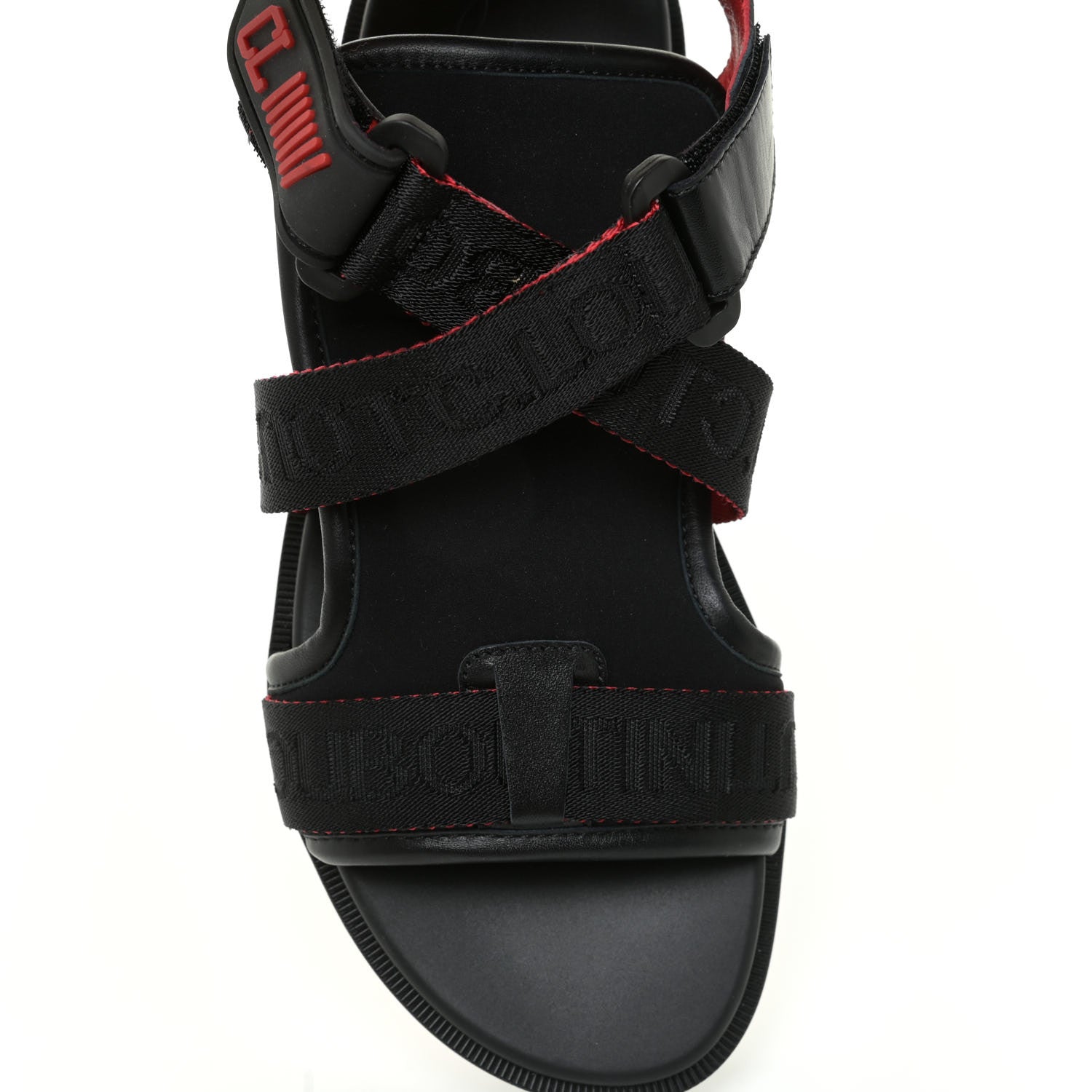 Christian Louboutin Calfskin Velcrissimo Flat Sandals 38.5 Black 12 of 15