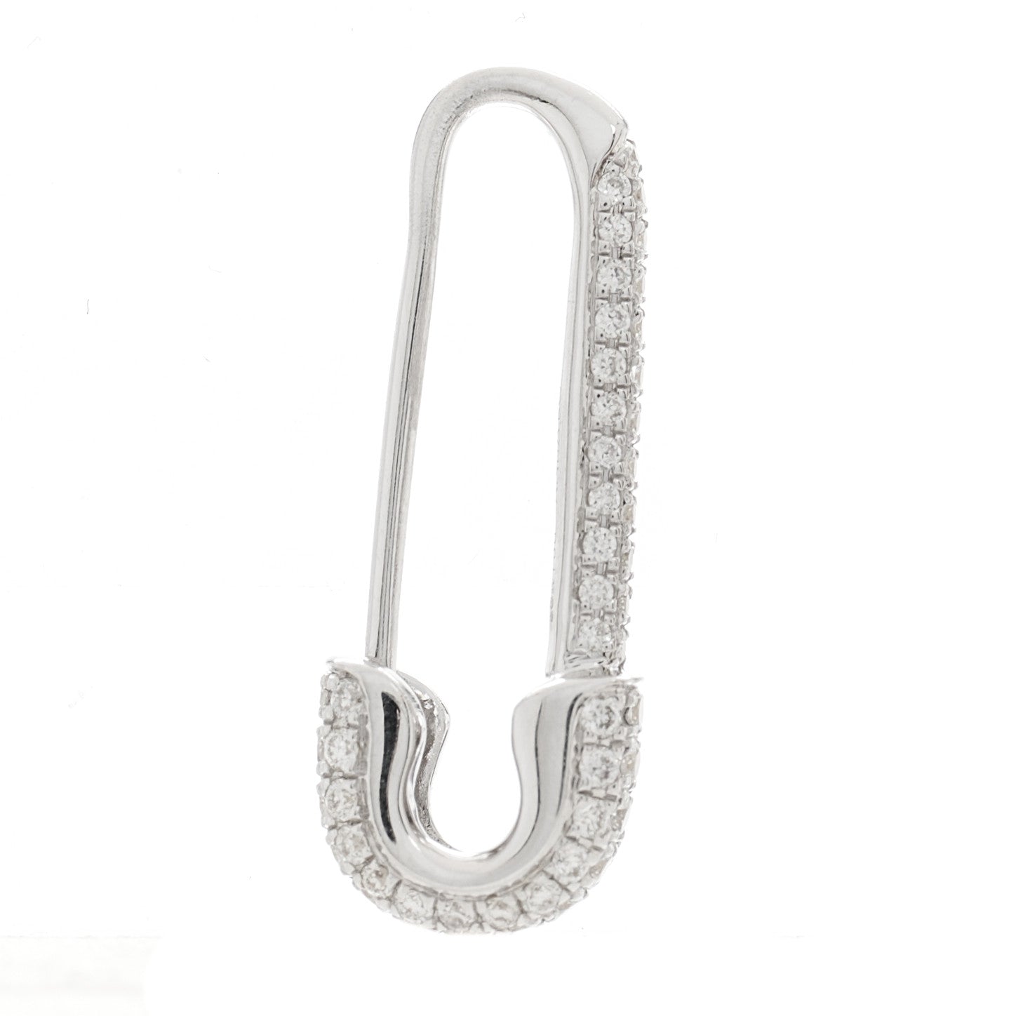 Anita Ko 18K White Gold Diamond Mini Safety Pin Earring 1 of 5