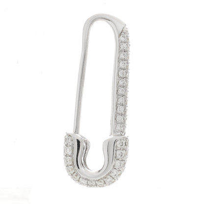 Anita Ko 18K White Gold Diamond Mini Safety Pin Earring 1 of 5